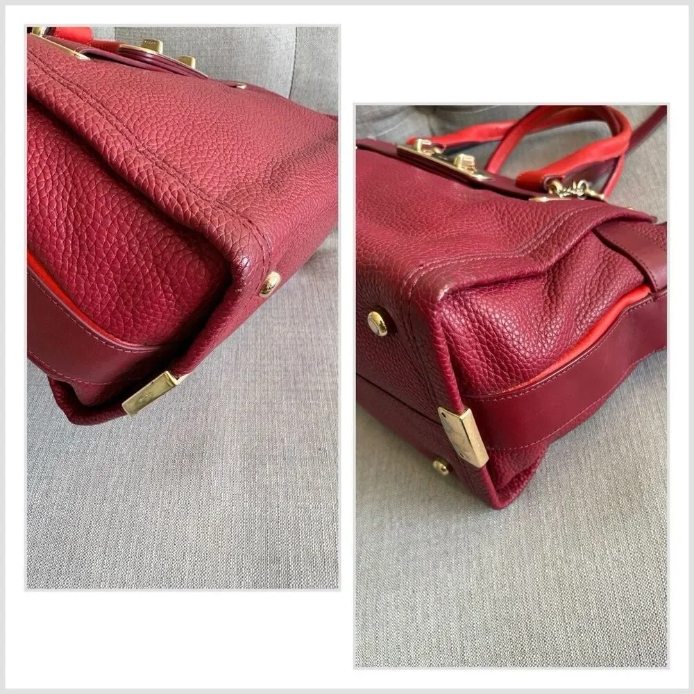 Coach Swagger 32 Carryall Two Tone Leather top-handle Satchel Crossbody bag EUC